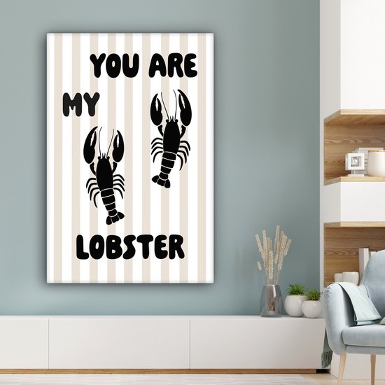 Tableau sur toile 80x120 cm - Décoration murale Homard - Beige - Minimaliste - Décoration murale salon - Décoration chambre - Accessoires chambre - Peintures sur toile