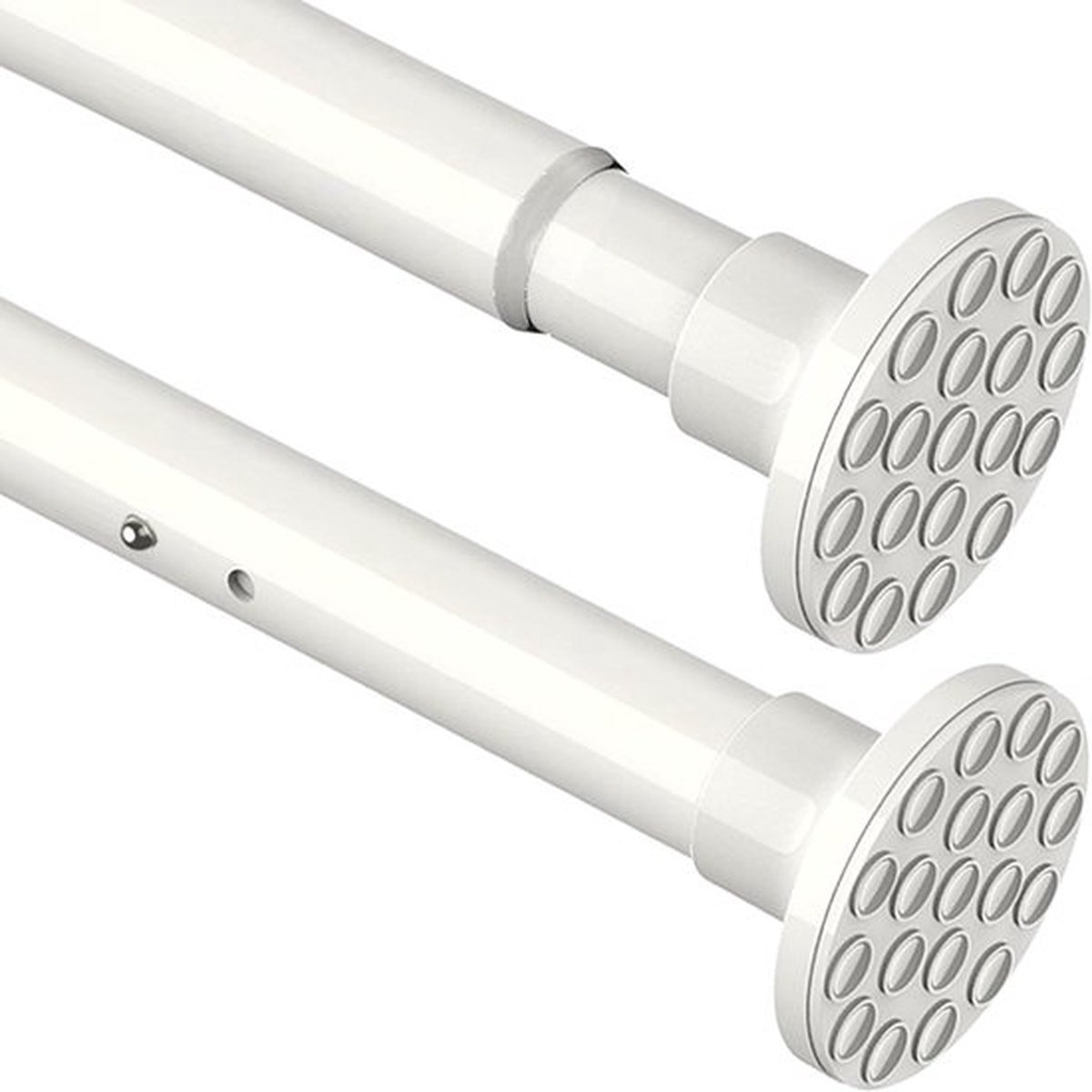 Douchestang, zonder boren, uittrekbare telescoopstang, extra dikke gordijnroede om te klemmen, douchegordijnstang voor badkamer, slaapkamer, wit (160-220 cm,32 mm)
