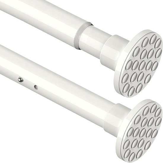 Foto: Douchestang zonder boren uittrekbare telescoopstang extra dikke gordijnroede om te klemmen douchegordijnstang voor badkamer slaapkamer wit 160 220 cm 32 mm 