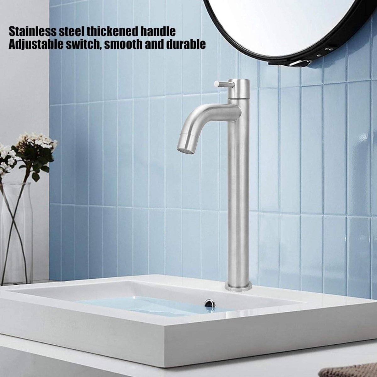 Content in HTML - 1/2 Inch Wire Stainless Steel Single Cold Sink Faucet - Bathroom Sink Fa