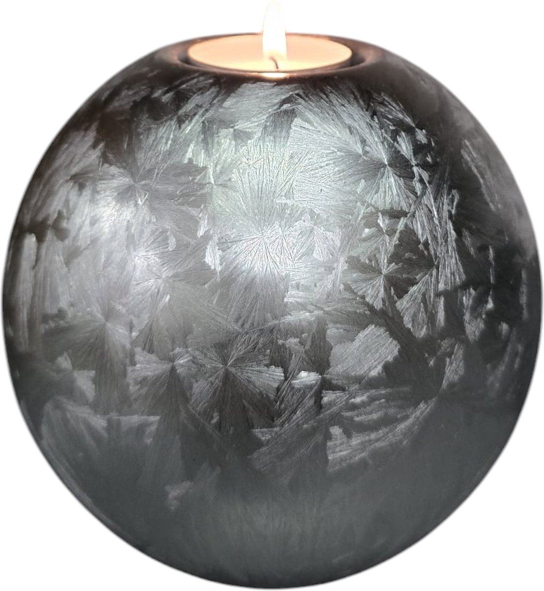 Mini Urn met kaarshouder - Glas - Handgemaakt - Zilver Frost - 500 ml - Urn voor mensen - Urn voor dieren - Incl. deksel, kaarsje & aszakje