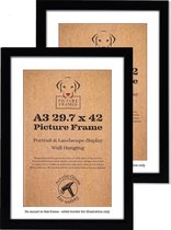 Set de 2 Cadres photo Photo Format photo A3 (29,7x42 cm) - Bois MDF - Zwart - Cadre photo - Largeur profil 28 mm - Cadre affiche