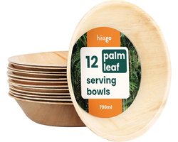 HAAGO 12 Grote Palmblad Schalen (700ml, rond) Biologisch afbreekbaar & Wegwerpkommen - Milieuvriendelijk Picknick & Buitenservies - Magnetronbestendig HAAGO 12 Grote Palmblad Schalen (700ml, rond) Biologisch afbreekbaar & Wegwerpkommen - Milieuvriendelijk Picknick & Buitenservies - Magnetronbestendig
