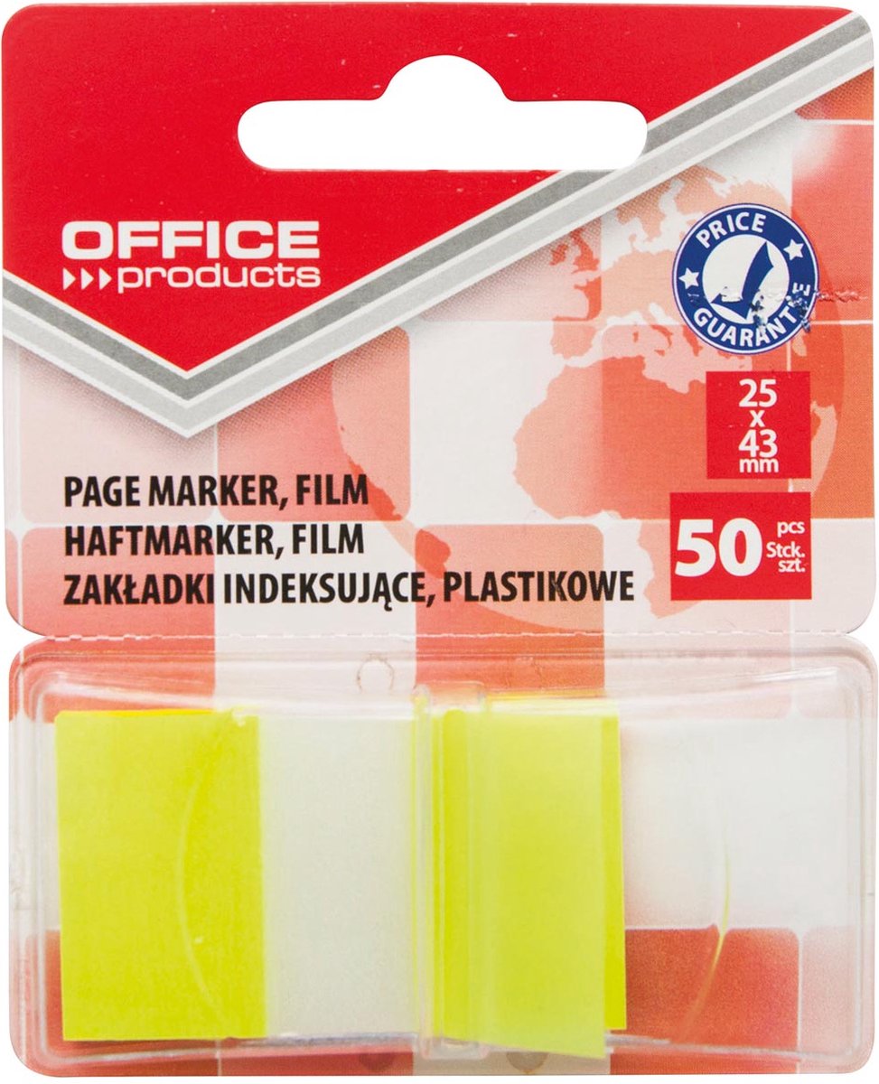 OFFICE products index, 25 x 43 mm, blister van 50 tabs, geel 24 stuks