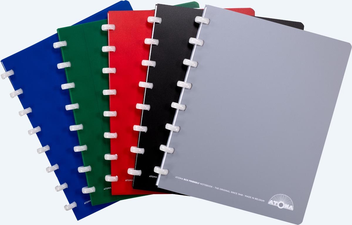Atoma Eco schrift, ft A5, 144 bladzijden, commercieel geruit, geassorteerde kleuren 10 stuks