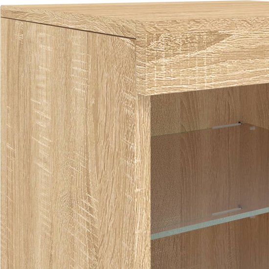 Buffet avec éclairage LED vidaXL 162 x 37 x 67 cm, couleur chêne Sonoma