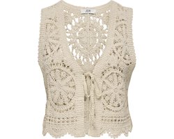 Jacqueline de Yong Gilet Jdyvic S/l V-neck Tie Vest Knt 15347425 Tapioca Dames Maat - XXL