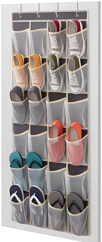 Over De Deur Schoenenorganizer Schoenenrek Met 6 Diepe Zakken Voor 12 Paar Schoenen Hangende Schoenenkast Voor Sneakers Laarzen Grijs