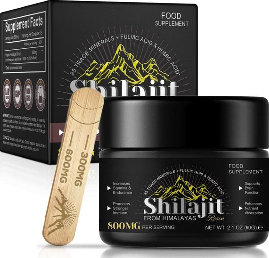 Shilajit Resin - 60 gram - testoteronbooster-lab getest- 100% Puur - Himalayan organische goudkleurige Himalaya Shilajit - hars voor energieboost - immuunondersteuning