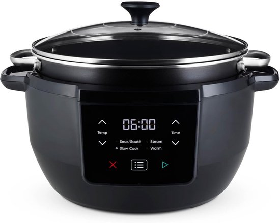 ApexArte® Slowcooker met Timer - Keramische Binnenpan - Hotpot - Zwart