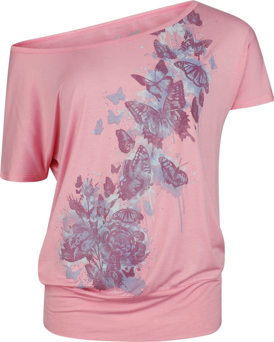 Full Volume roze T-shirt met vlinderprint op de voorkant - Dames - L
