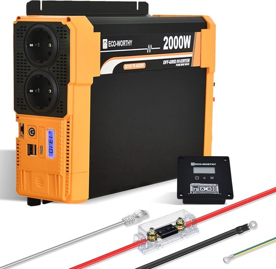 SOLARTRONICS Spanningsomvormer, 12 V naar 230 V, TS3000-3000 watt, zuivere sinusomvormer, omvormer, 12 V, 220 V, met Schuko-en USB-aansluiting, caravans, campers, 3000-6000 watt