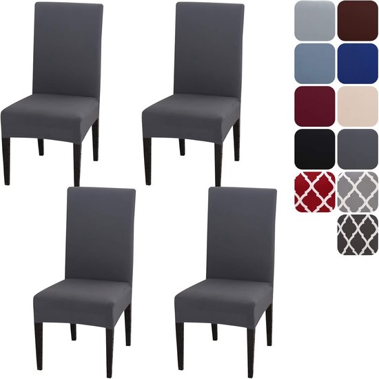 CMAKER Fluwelen eetkamerstoelhoezen, stretch grote stoelhoes, spandex hoge rugleuning stoelhoes, elastische wasbare verwijderbare XL stoelbeschermer, set van 6, bordeaux