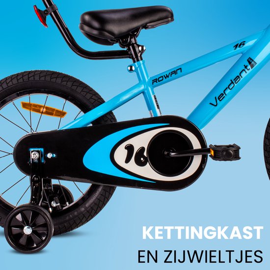 Verdant Bike Kinderfiets voor jongens van 4 tot 6 jaar, 16 inch Blauw, leeftijd 3 tot 6 jaar, met zijwieltjes, duwstang, handrem van Verdant Bike — afbeelding 4