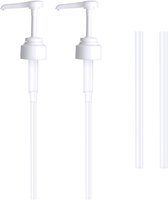 2 stuks - Pompkop voor fles - Dispenser - Zeeppomp - Dispenser Pomp - Zeepdispenserkop - Mondstuk - wit - 25cm - Geschikt voor 25-40 mm schroefdraad fles - Herbruikbare - Opschroefbare - met twee vervangende slangen