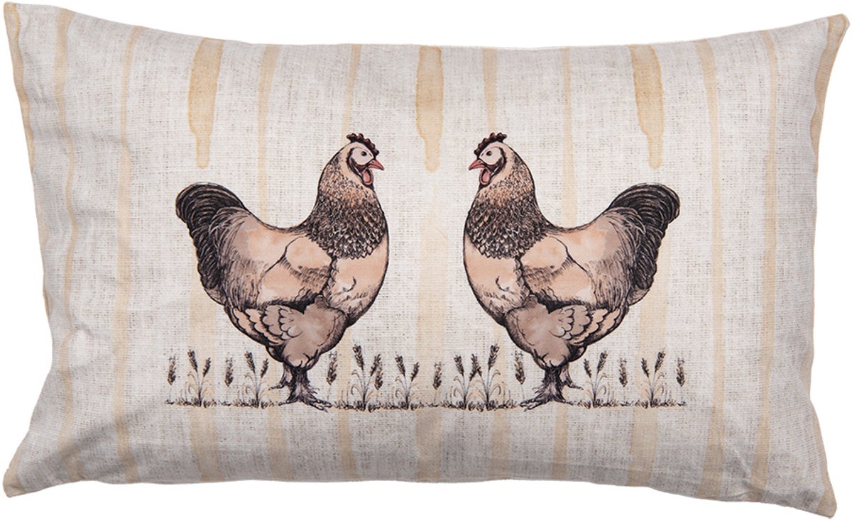 Clayre & Eef Kussenhoes 30x50 cm Beige Polyester Kippen