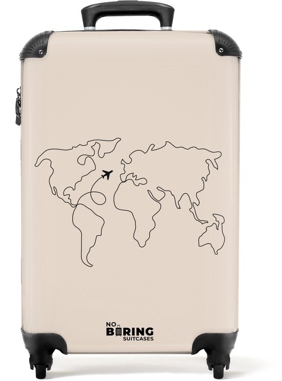 NoBoringSuitcases.com® - Valise cabine Carte du monde - Simple - Avion - Bagage à main - Valise de voyage - Valise chariot - Valises 55x40x20 cm - 55x35x25 cm