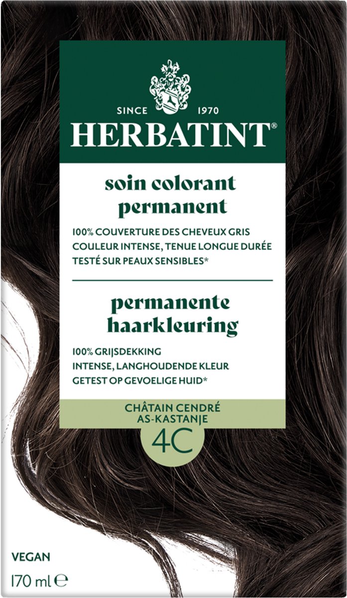 Herbatint 4C As Kastanje – permanente vegan haarkleuring – Met 8 plantenextracten – 170 ml