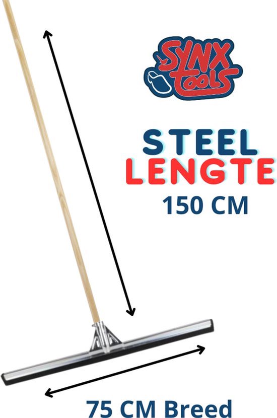 Synx Tools Binnenbezem Blauw + Vloertrekker 75cm met Steel 150cm - Kamerveger - Vloerreiniger - Moppen - Zachte bezem met steel 130cm van Synx Tools — afbeelding 2