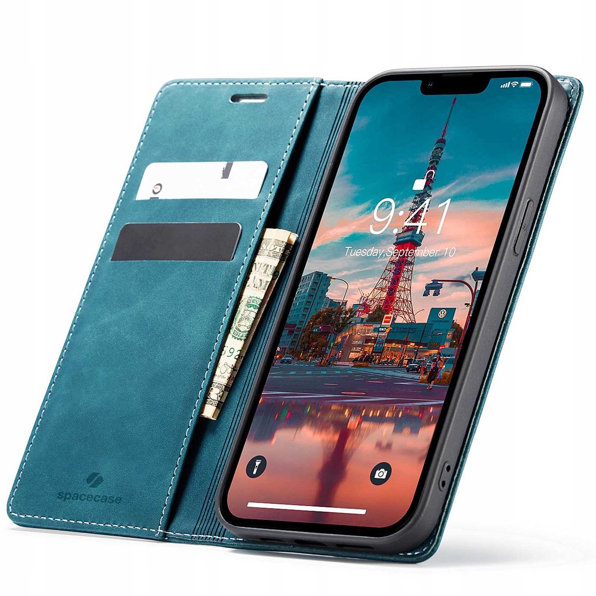 Spacecase Wallet Case Voor Iphone 14 Plus Blauwe Beschermhoes