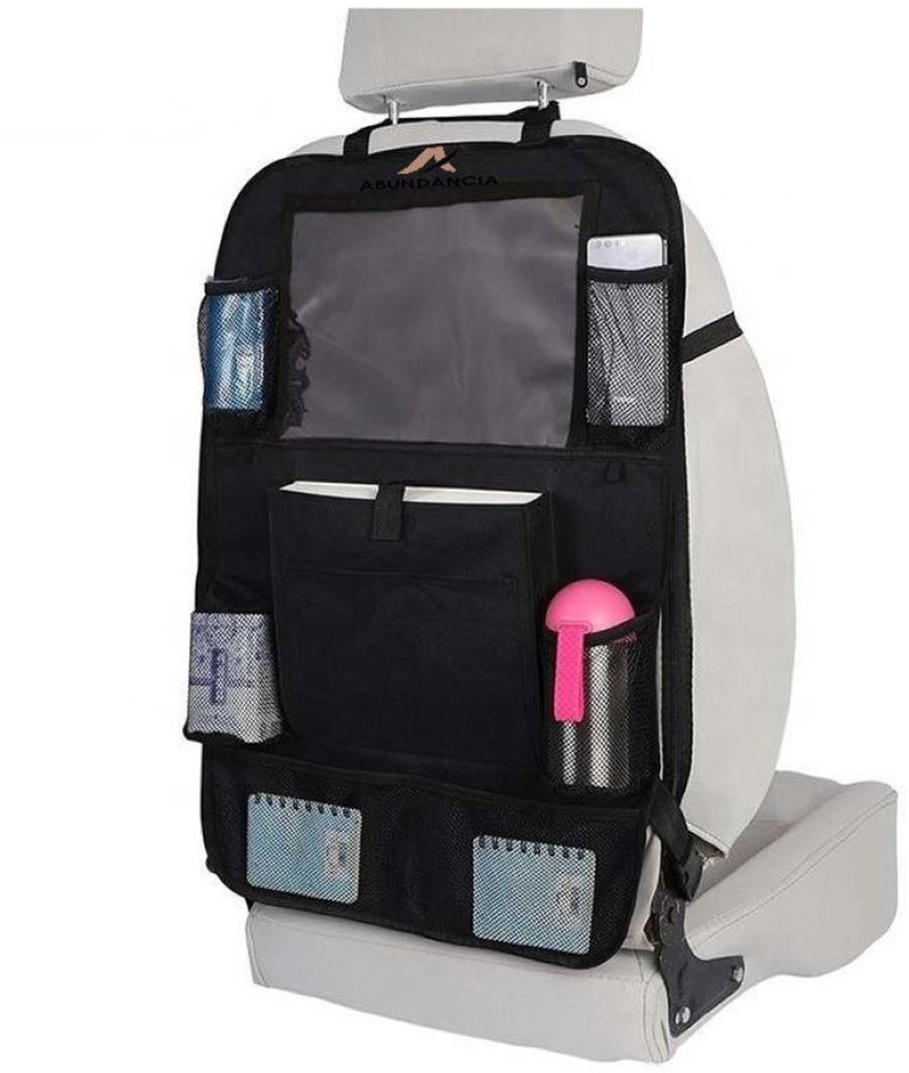 Image of Abundancia® - Universele Autostoel organizer - incl. Tablet houder - 10 vakken - Voor kinderen en Baby's - Car organizer - Opbergsysteem - Zwart