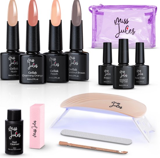 Productfoto van Miss Jules Gel Nagellak Starterspakket 4-delig (Nude en Bruin) (bron: bol)