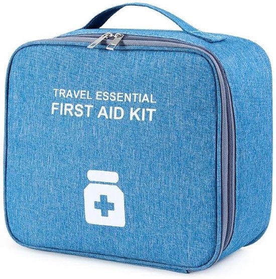Azalia EHBO Tas Leeg – Waterdichte Verbanddoos / Toilettas – EHBO Koffer Voor Thuis, Auto of Reizen – Compact & Draagbaar – 25 x 22 x 13 cm (blauw)