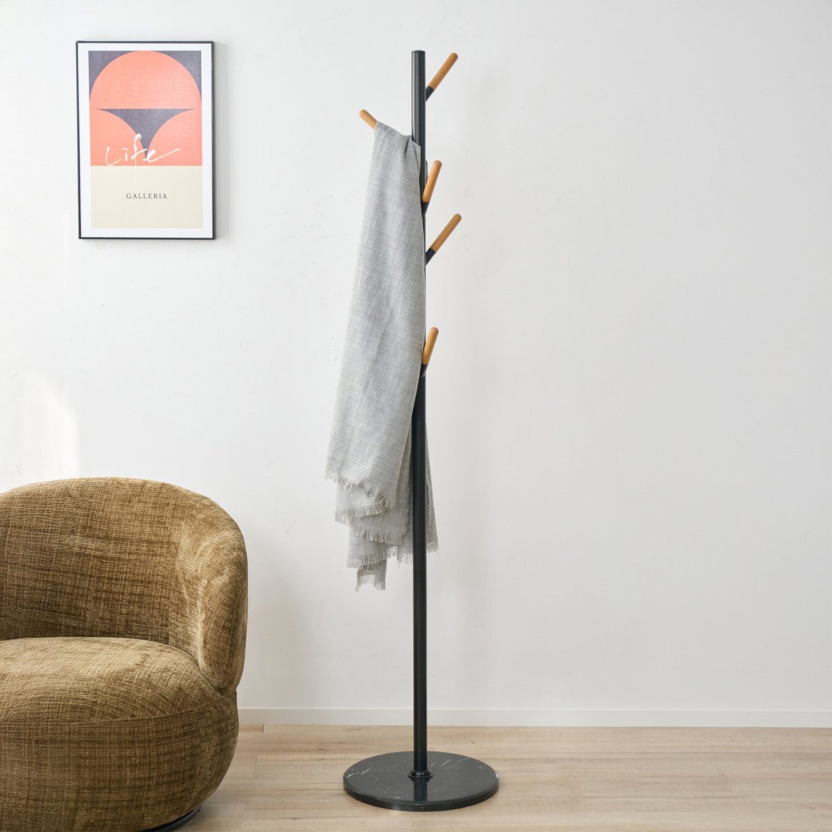 en.casa Staande kapstok Nacka kledingrek 172 cm zwart en houtkleurig [en.casa]