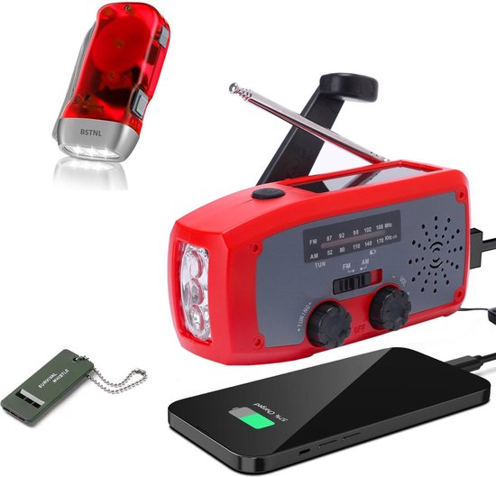 Nood Radio Op Batterijen (Accu) Voor Rampen – Knijpkat – Noodfluit