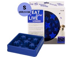 Eat Slow Live Longer Star Voerbak S – Ø 20.5 cm - Anti-schrok voerbak – Slow feeder voor honden – Anti-slip – Geschikt voor de kleine tot middelgrote hond - Blauw