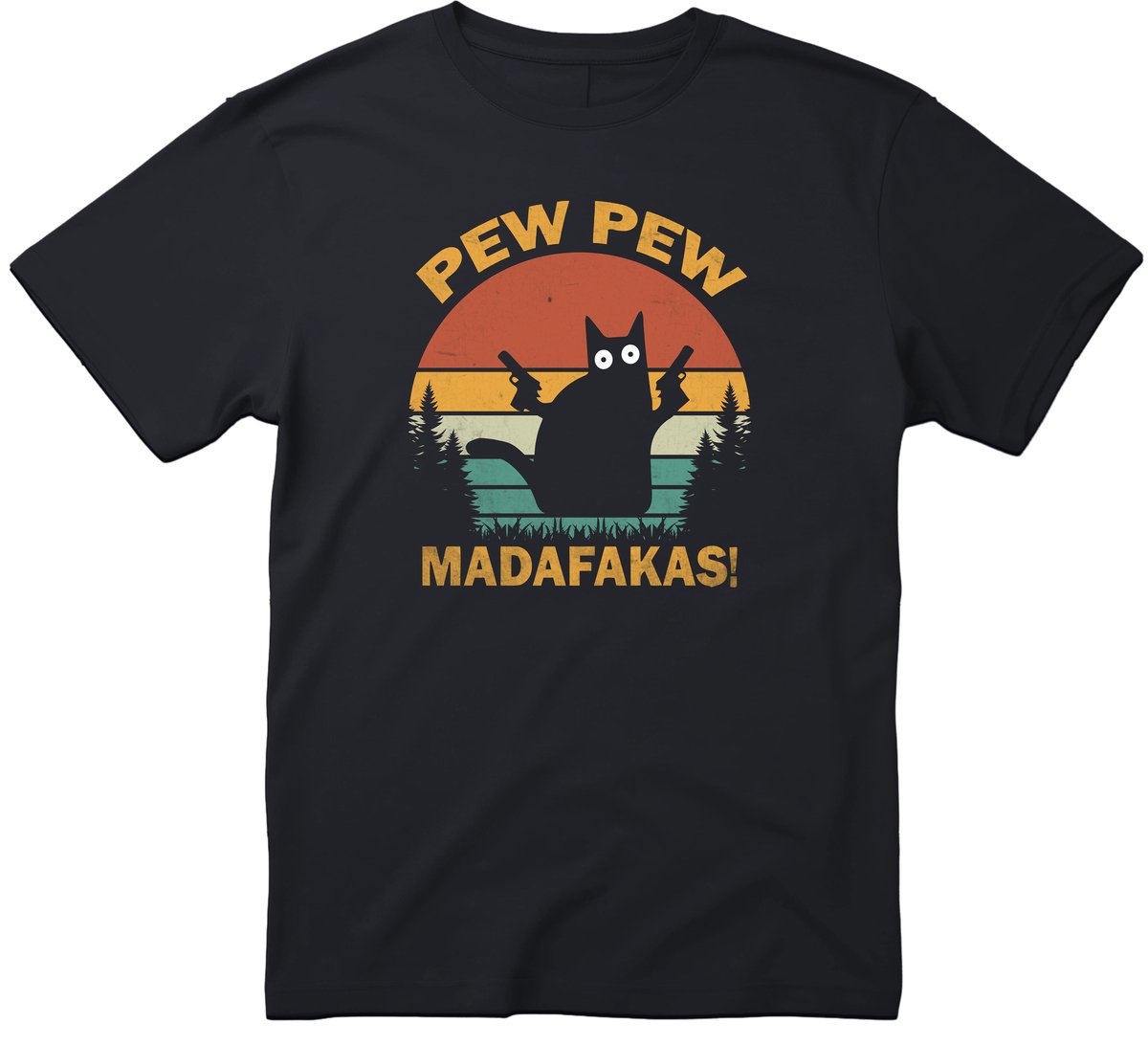 PEW PEW Madafakkas T-shirt - Heren Dames Unisex - cadeau - Grappige T-shirt’s - Origineel Cadeau - Zwart - Funny - Grappig - Maat S