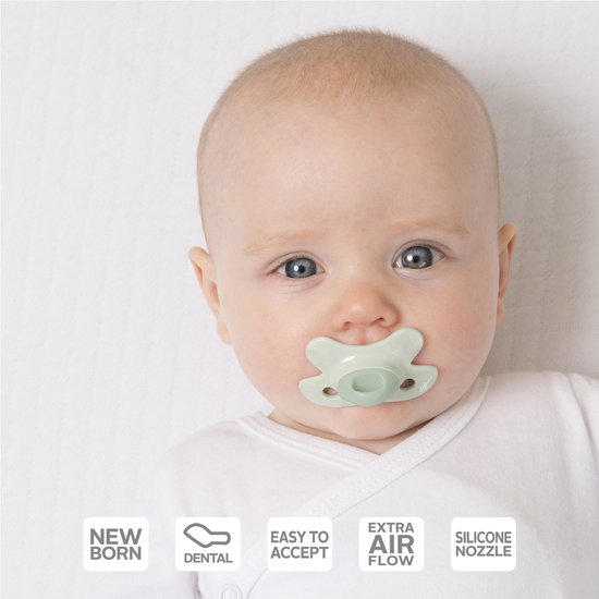 Difrax Dental Fopspeen - Lichtgroen - Newborn van Difrax — afbeelding 2