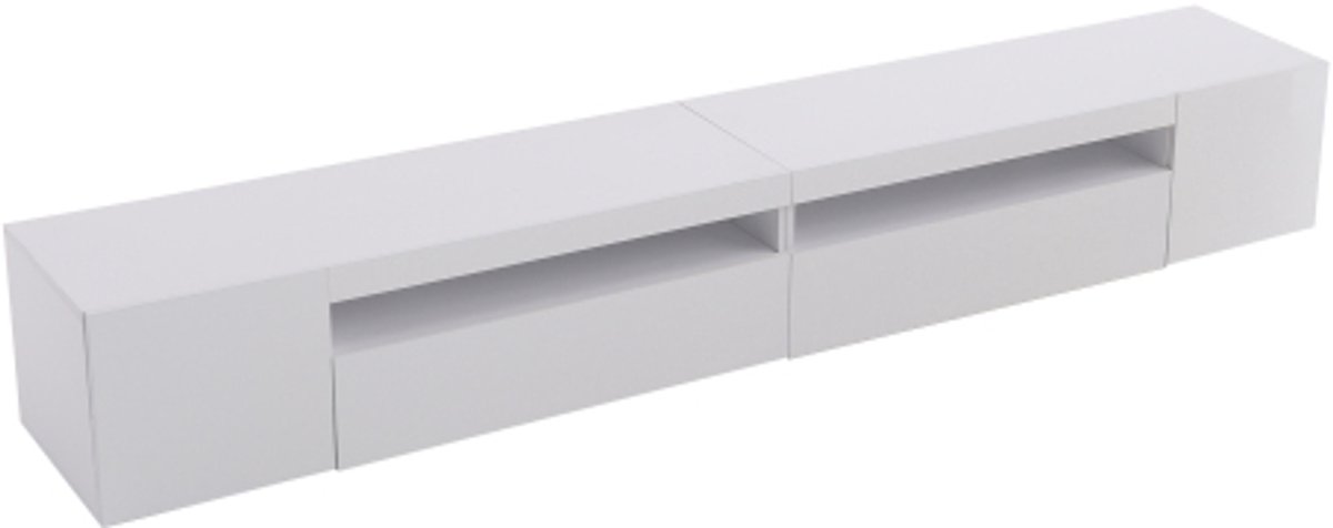 Witte moderne tv-kast, helder paneel, variabele ledverlichting, woon- en eetkamer 240cm (g