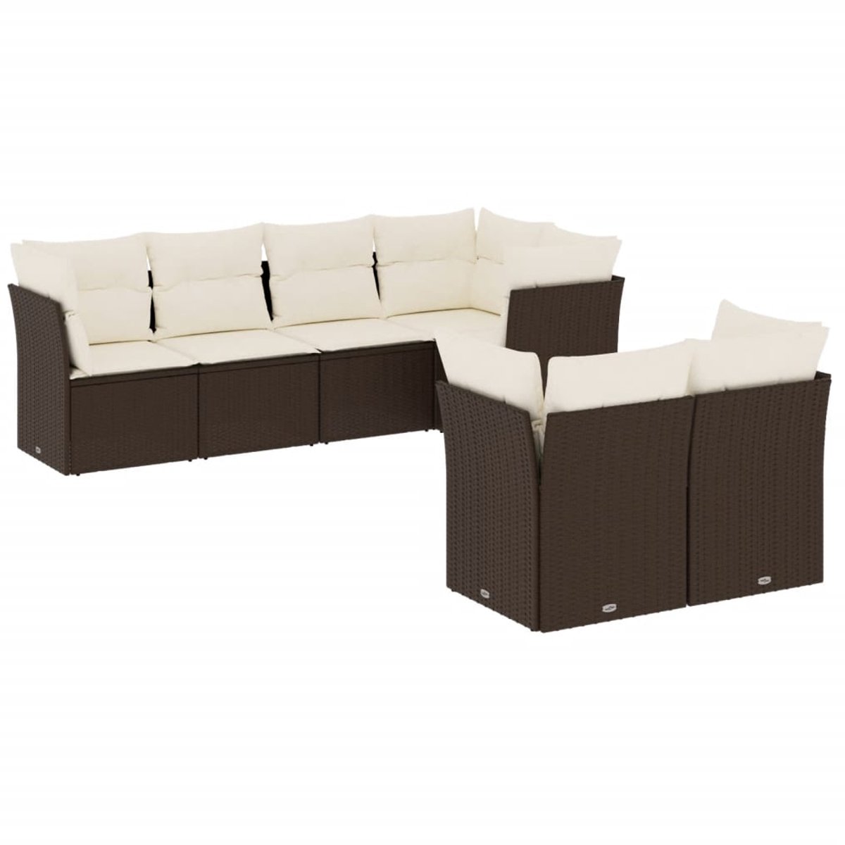 Bruine poly rattan loungeset met kussens voor buiten - The Living Store.