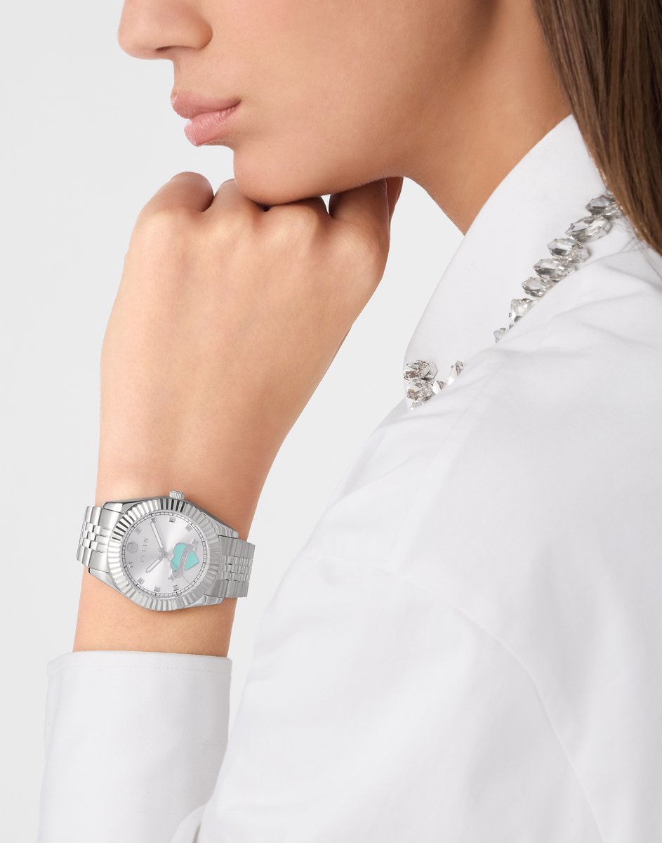 Philipp Plein Plein Valentine PW2BA1125 Horloge - Staal - Zilverkleurig - Ø 38 mm