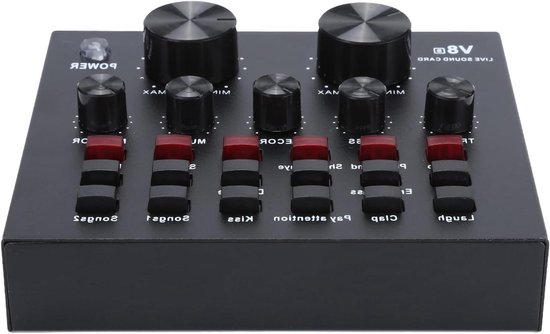 Qwertfeet Audio-mixer, geluidskaart in en audio-interface, DJ-mixer-effecten en spraakwisselaar, podcast-productiestudio Qwertfeet Audio-mixer, geluidskaart in en audio-interface, DJ-mixer-effecten en spraakwisselaar, podcast-productiestudio