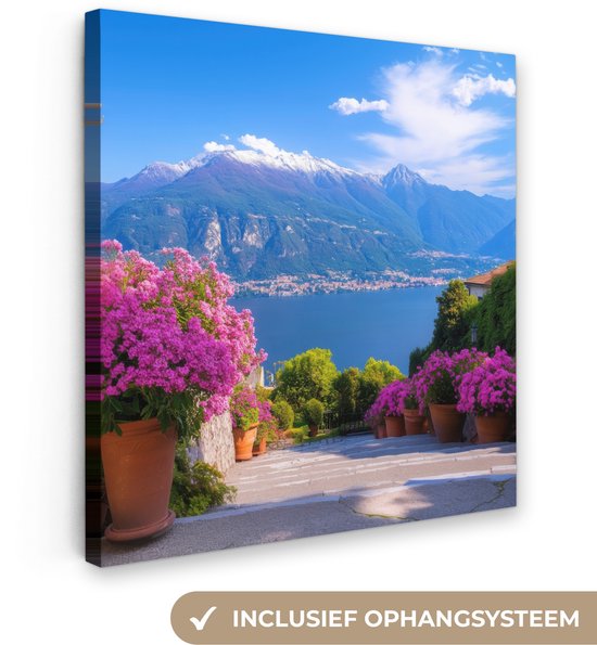 Canvas schilderij 20x20 cm - Exclusieve wanddecoratie Lake Como - Italië - Landschap - Muurdecoratie woonkamer - Slaapkamer decoratie - Kamer accessoires - Schilderijen op canvas