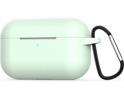 New Age Devi - Hoesje geschikt voor Apple AirPods Pro Hoesje - Mint Groen Met Clip - Siliconen - Soft case - Cover - Mint Groen