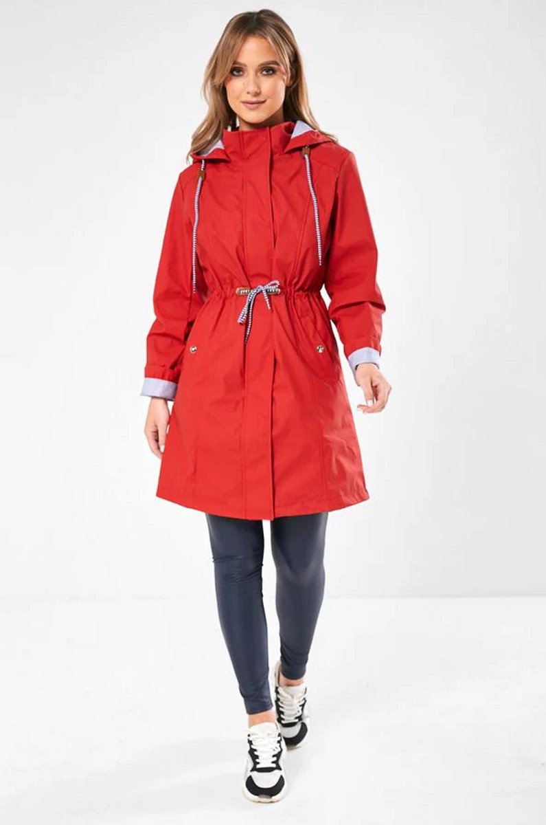 Regenjas dames - Rode Regenjas Vrouwen - LongLine - Maat XS