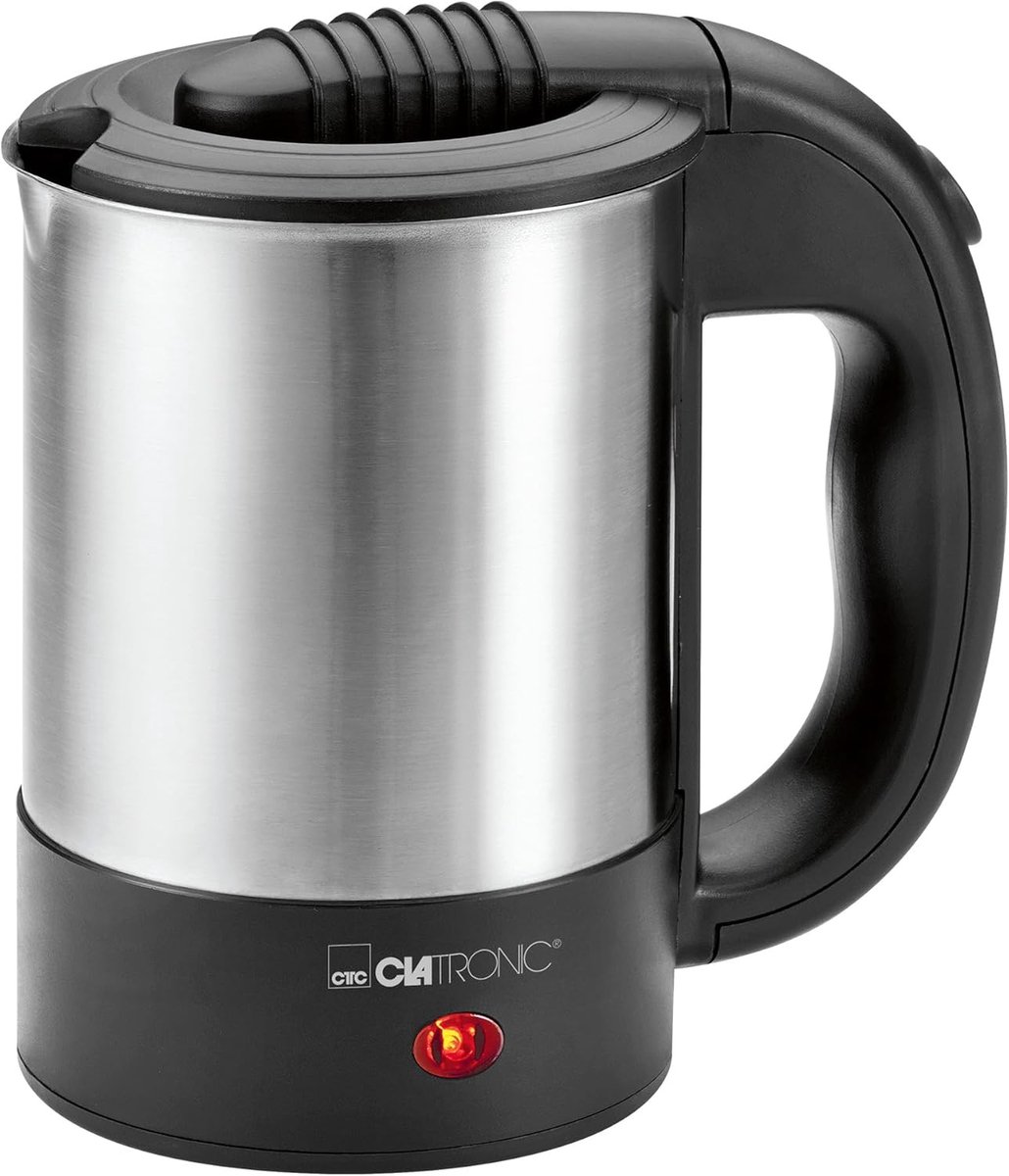 Compacte Waterkoker 0,5 Liter | Ideaal voor Reisgebruik | Inclusief 2 Kopjes en Koffielepel | Roestvrijstalen Behuizing | Automatische Uitschakeling en Droogloopbeveiliging