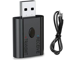 2 in 1 Bluetooth 5.3 Receiver en Transmitter USB adapter met AUX kabel - Bluetooth zender en ontvanger - Bluetooth Audio Receiver - zwart