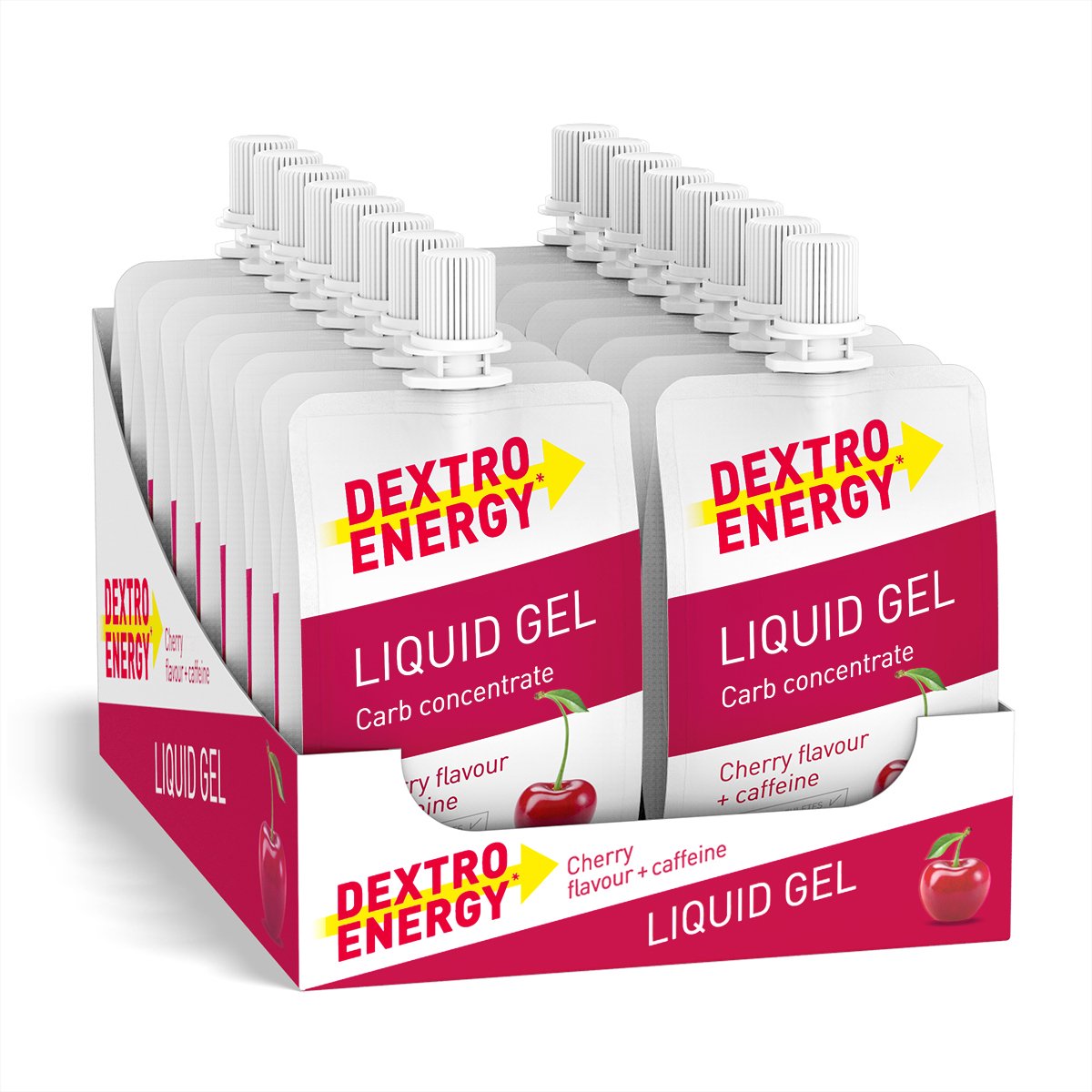 Dextro Energy Liquid Energy Gel - Kers + Caffeine - Sportgel - Energie Gel - 18 x 60 gram