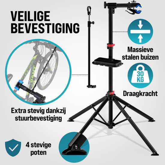 Monzana Fietsmontagestandaard - Verstelbaar Inklapbaar 30 kg - Zwart van Monzana — afbeelding 3