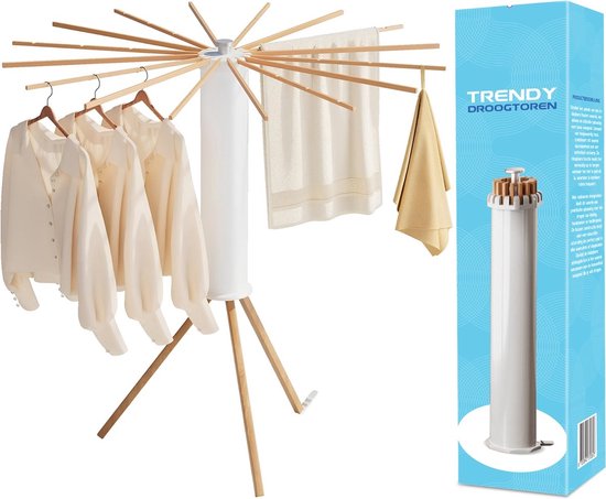 JRpassion | Trendy droogtoren | Wasrek | Inklapbaar | Hout | Droogrek | Droogmolen | Wastoren | Cadeau | Ruimtebesparend | Uitklapbaar | Verstelbaar | Stijlvol | Modern | Torenrek | Duurzaam