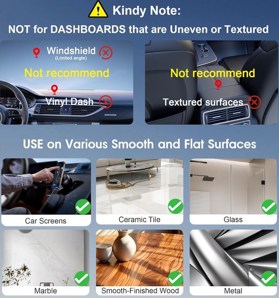 Support de téléphone magnétique pour voiture - Compatible avec iPhone (MagSafe) et Smartphones Android - Réglable - Support magnétique sous vide - Rotatif à 360 degrés - Ventouse - Cuisine - Douche - Voyages - Bureau - Miroir - Zwart