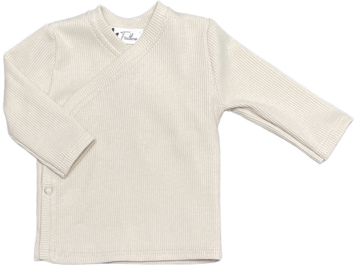 Overslagshirtje - Rib jersey - Natural beige - maat 44