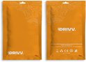 Oranje verpakking met DRIVV logo, gedetailleerde productinformatie en keurmerken.