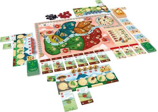 Uitgebreid bordspel met kaartjes, speelstukken en een gedetailleerde kaart.