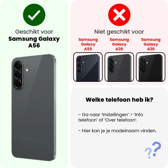 Illustratie die aantoont dat dit product geschikt is voor de Samsung Galaxy A56.