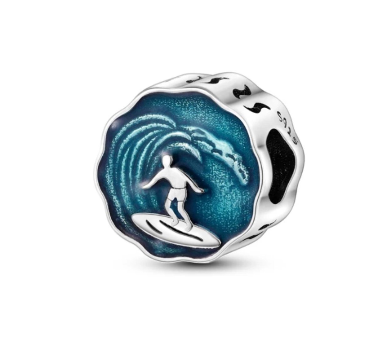 SportPresent® - Sportbedel - Surfen - Oceaan - Surfer - Sportbedel - Golf - Golfsurfen - Zon - Zee - Strand - Charm - Zilver - 925 - Ketting - BedelArmband - Sleutelhanger - Teamkado